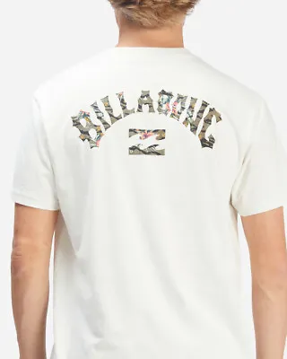 Billabong Men's Arch Fill Hawaiian Tropical Floral Tee T-Shirt In Off White • $18.99