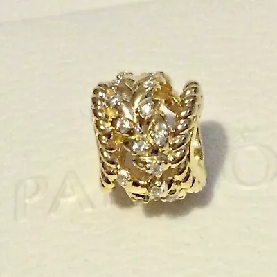 NEW Genuine Pandora Shine 18ct Yellow Gold Plated Sparkling Wheat Grains Charm • £29