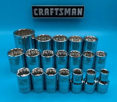 Craftsman Laser Etched/Easy Read 19 Pc 1/2  Drive 12 Point STD SAE Socket Set • $74.99