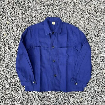 Vintage 80s French Workwear Chore Moleskin Jacket Men’s Size 50 M Blue • $60