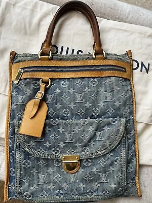 Louis Vuitton Monogram Denim Vachetta Tote Bag • £850