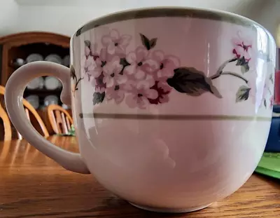 Hydrangea Cup (s) 10 Oz. Martha Stewart Stoneware White Pink Green ! • $6.99