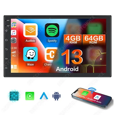 Double 2 Din Bluetooth Android 13 Carplay 4+64GB USB Car Stereo Radio Head Unit • $80.86