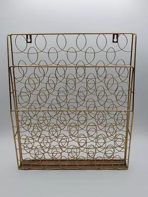 Vintage Metal Wall Magazine Newspaper Mail Holder Rack Gold 2 Compartment • $35.99