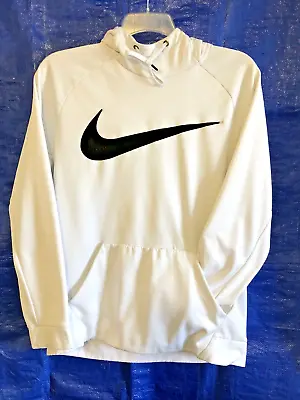 Large NIKE THERMAFIT White Pullover Fleece Lined Hoodie Sweatshirt Mens New • $29.95