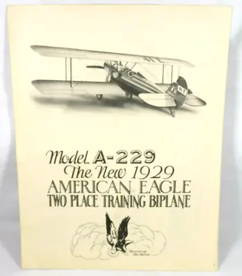 1929 American Eagle Model A - 229 2 Place Training Biplane Dealer  Brochure • $49.69