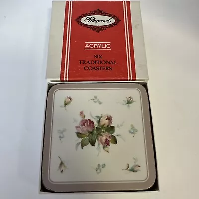 PIMPERNEL  Rosebud Square Coasters SET 6 Vintage • $26.99