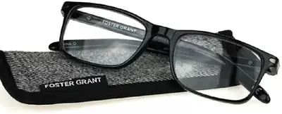 Foster Grant Men's Brandon Reading Glasses : Black Rectangular With Case : New • $11.98