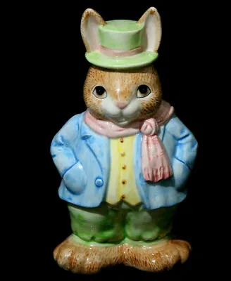 Vintage Lefton Mr Bunny Rabbit Piggy Bank Ceramic Top Hat 7 1/2'' Easter • $22.99