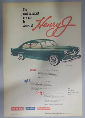 Kaiser Car Ad: Henry J Most Important Car In America Featuring 1950 Model • $20