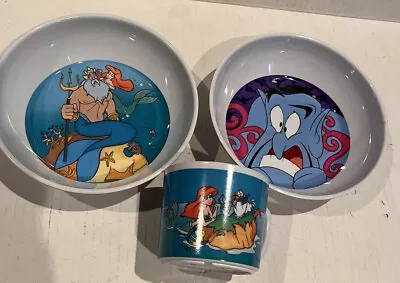 The Little Mermaid Children's Bowl & Cup Aladdin VTG 90's Zak Designs Disney's • $20