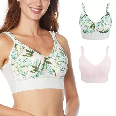 Rhonda Shear 2-pack Molded Cup Bra W/ Mesh Back Detail Tropical/Pink X-Large Sz • $15