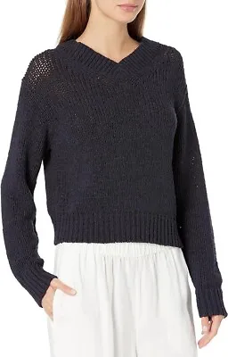 NWT $325 VINCE Drop Shoulder V-Neck Sweater M Navy • $9.99
