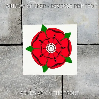 £5.51 • Buy Lancashire Red Rose Vinyl WINDOW Sticker- 100mm X 97mm - UV3339