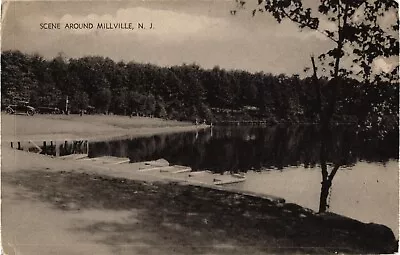 Park Lake Rowboats Old Cars Millville NJ Divided Unused Postcard 1930s • $6.97