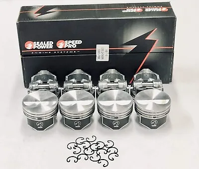 SPEED PRO Hypereutectic Coated Flat Top 2vr Pistons Set/8 Chevy 350 9.7:1 +.030 • $180