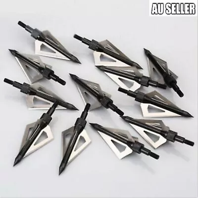 Bulk Broadheads 100 Grain 3 Fixed Blade Archery Arrow Heads Bow Hunting Black • $19.99