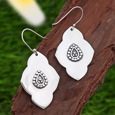 Handmade 925 Sterling Silver Enamel Dangle Earring Mughal Style Wedding Jewelry • $48.99