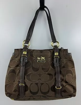 Coach Mia Signature Outline C Carryall Satchel Handbag Purse 15402 Brown • $47.99