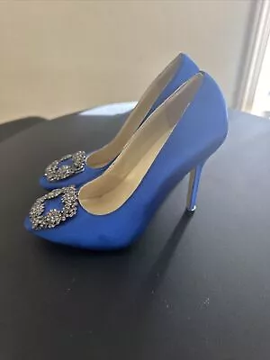 Manolo Blahnik Hangisi 36 Blue Us Size 6 No Box Never Worn Excellent Condition  • $152