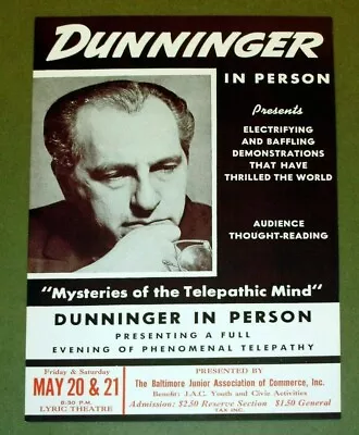 Original Handbill For Performance Of Dunninger Magic Trick Mentalism • $25