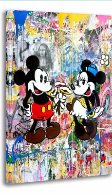 Mickey Minnie Mouse Disney- BANKSY Graffiti Pop Art CANVAS (UNFRAMED) 16x24 • $15