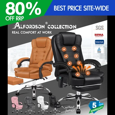 $159.95 • Buy ALFORDSON Office Chair Gaming Executive Computer Footrest PU Leather Work Seat