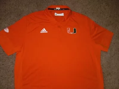 MIAMI HURRICANES Orange Adidas Athletic TEAM ISSUED Short Sleeve Polo Shirt 3XL • $21.66