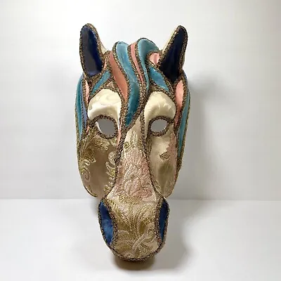 Italian Venezia HORSE Carnival Mask Signed Paper Mache Venetian Patchwork READ • $229