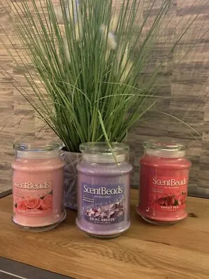 YANKEE CANDLE SET 3 SCENTBEADS CANDLES LilacRose & Sweet Pea LARGE (13.5oz) NEW • £47.95