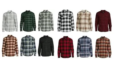George Men's Pick Color Relaxed Fit Button-up Long Sleeve Flannel Shirts: S-3XLT • $14.99