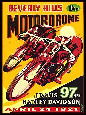 10927.Decor Poster.Room Wall.Vintage Interior Design.Beverly Hills Motorcycles • $56