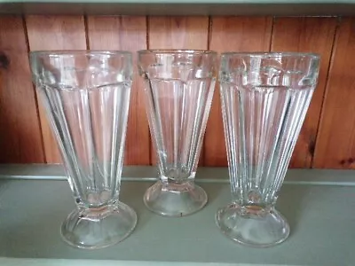 3 Knickerbocker Glory MILK SHAKE Ice Cream SUNDAE  Glasses  50's Diner Style  • £6.50