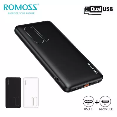 $27.99 • Buy Romoss Power Bank 10000mAh Dual USB 2A Charge Portable Charger For Mobile Phone