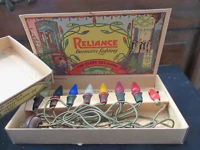 Vintage 1930s Reliance Mazda Lamps Christmas Lights Near Pristine Display Box • $69.99