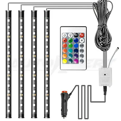 60 LED RGB Light 4PCS Strips Interior Neon Floor Decor Atmosphere Remote Control • $12.99