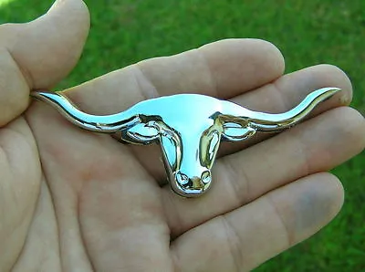 LONGHORN CATTLE CAR BADGE Chrome Metal Emblem NEW Fits R.M. Williams Toyota Etc • $17.95