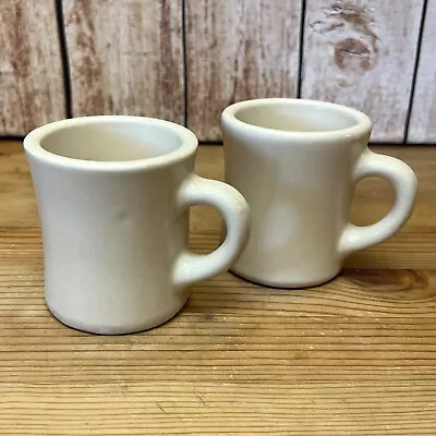 Pair Vintage Victor 6 Ounce Ceramic Diner Mugs In Beige • $19.60