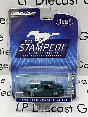 GREENLIGHT 1992 Ford Mustang LX 5.0 Emerald Green Stampede Series 1:64 Diecast • $13.99