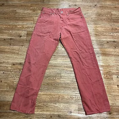 Levis 501 Jeans Men's 32x30 Straight Pink Denim Trousers Medium Wash • $17.38