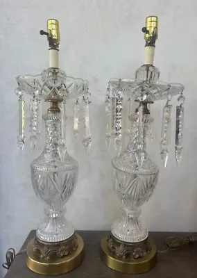 Pair Of Vintage Glass Crystal French Table Lamps. Excellent Condition! • $320