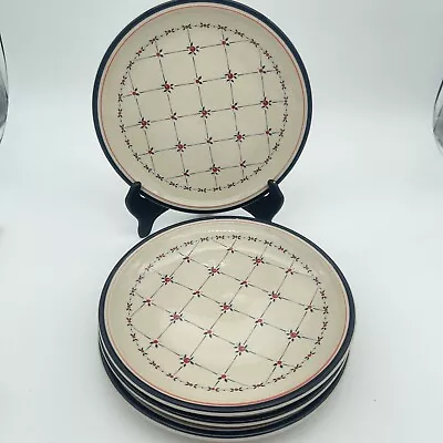 Set Of 4 Epoch Hand Painted Dinner Plates Blue And Red Super Rare • $45