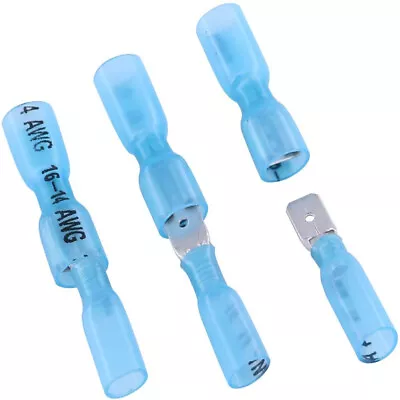 Blue Waterproof Spade Female/Male Heat Shrink Wire Connectors Terminals 16-14AWG • $7.99