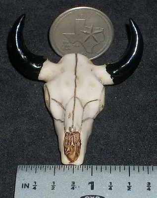 Buffalo Skull Resin Black Horns 1:12 Miniature Southwest Western Cowboy  • $6