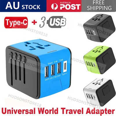 $24.31 • Buy International Universal Travel Adapter 3 USB &Type-C Outlet Converter Plug Power