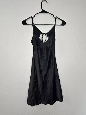 Victoria Secret 100% Silk V Neck Open Back Tie Slip Mini Dress Size XS Vintage • $34.99