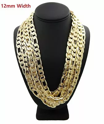 Mens 12mm Italian Figaro Link Chain Diamond Cut 6 Piece 9  20  24  30  Wholesale • $66.99