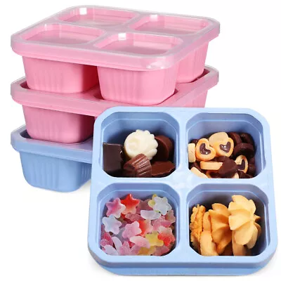  4 Pcs Snack Box With Four Compartments Wheat Straw Make Tea • £17.18