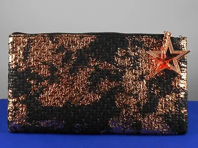 MAC Cosmetics Black Rose Gold Lame' SPRINKLE OF SHINE Star Top Zip Cosmetic Bag • $11.99