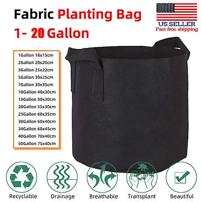 5 Pk Plant Grow Bags Fabric Pot Nursery Soil Bag With Handles Thickened Nonwoven • $12.85